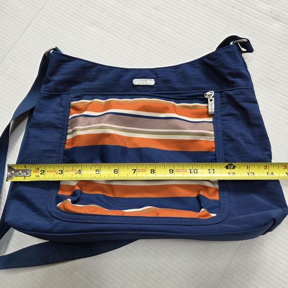 BAGGALLINI Navy Pacific Blue Stripes CROSSBODY SHOULDER BAG Adjustable 14x11" - Picture 9 of 12